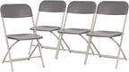 Flash Furniture Hercules Big and Tall Commercial Folding Chair - Extra Wide 650LB. Capacity - Durable Plastic - Gray, 4-Pack