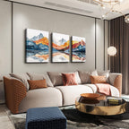 TTHYUEWS Abstract Art for Bedroom & Living Room - Modern Ink Mountain Landscapes - 3 Piece Ready To Hang Wall Decor