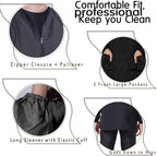 Dog Grooming Smock, Dog Grooming Smock for Men Women, Anti-Static Smock for Pet Shop Dog Cat Grooming, Long Sleeves, Water Resistant, (Black with Print Bichon M)