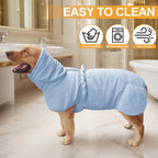 Medium to Large Size Dog Bathrobe, Quick Drying Super Absorbent Used for After Bathing, Warm Dog Towels, Adjustable Hoodies and Belts for Pet Dogs Bath Clothes Products(Blue Jacquard, 5XL)