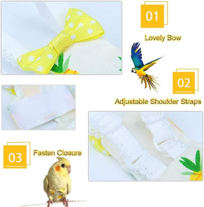 Diaper Flight Suite Liners for Birds Protective Nappy with Waterproof Inner Layer Cute Urine Wet Suit for Parrot Macaw African Budgies Conure Monk Parakeet (M,Pink)