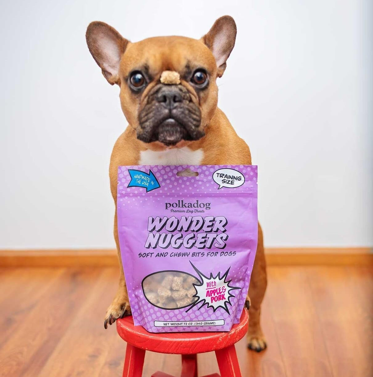 Polkadog Wonder Nuggets – Soft & Chewy Dog Treats with Pork & Apple – Healthy, Limited Ingredient Training Treats for All Dog Breeds and Ages – Natural, Made in USA – 10 oz