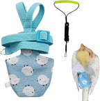 Adjustable Bird Diaper Harness Flight Suit Clothes with 80 Inch Flying Leash Rope for Parrots Conure Cockatiel (Blue,M)