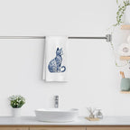 Blue and White Chinoiserie Floral Cat Kitchen Towel, Vintage Floral Cat Hand Towel Dish Towel, Kitten Women Mom Lady Gifts, 16x24 Inch