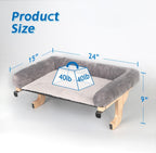 Cat Perch for Window Sill with Bolster - Orthopedic Hammock Design with Premium Hardwood & Robust Metal Frame - Cat Window Seat for Large Cats and Kittens - Natural Color Wood with Gray Bed