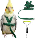 Adjustable Bird Harness with Elastic Leash, Pet Parrot Harness and Leash, Adjustable Training Design Anti-Bite, Bird Nylon Rope with Cute Wing for Conure (Deep Green,2M)
