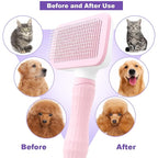 Self Cleaning Slicker Brush, Dog Cat Bunny Pet Grooming Shedding Brush, Easy to Remove Loose Undercoat, Pet Massaging Tool Suitable for Pets with Long or Short Hair (Baby Pink)