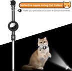 2 Pack Airtag Cat Collar with Bell, Reflective Nylon Kitten Collar with Apple Air Tag Holder and Breakaway Safety Buckle for Puppy Girl Boy Cats, 3/8" in Width and Lightweight, Yellow
