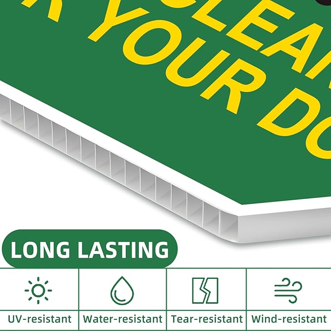Clean UP After Your Dog Signs, 4-Pack 10"x10" Double-Sided Metal Stakes Smile Your on Camera Signs, Pick Up After Your Dog Sign for Yard