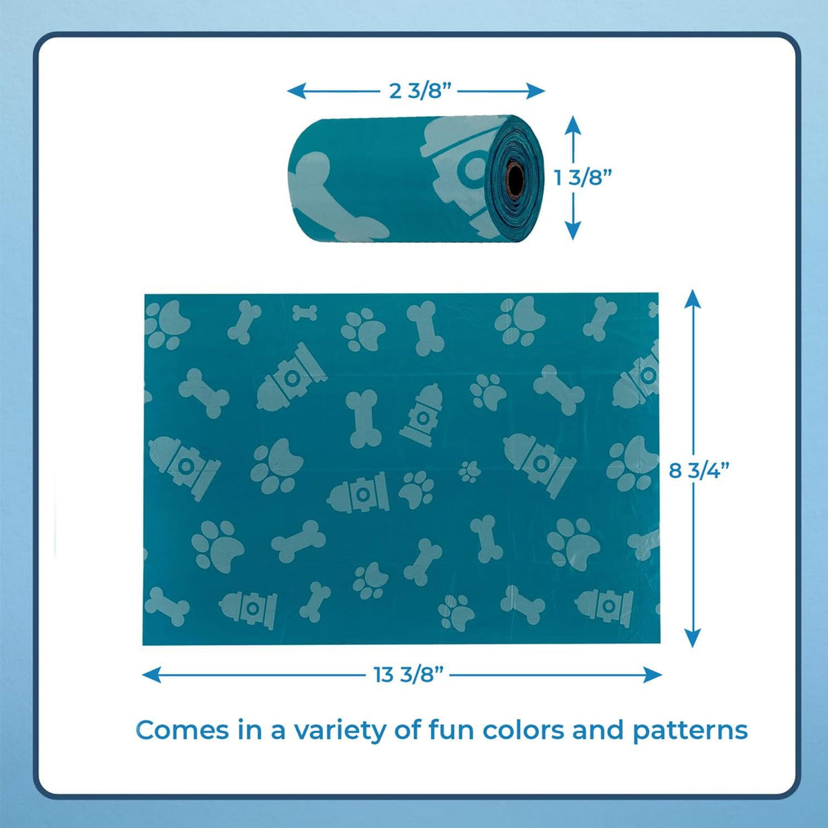 Best Pet Supplies Dog Poop Bags (240 Bags) for Waste Refuse Cleanup, Doggy Roll Replacements for Outdoor Puppy Walking and Travel, Leak Proof and Tear Resistant, Thick Plastic - Turquoise