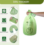 13 Gallon Compostable Trash Bags with Flat-Top, Thick 0.87 Mil, 49.21 Liter, 50 Bags, Tall Kitchen Food Scrap Waste Bag, ASTM D6400, US BPI and OK Compost Home Certified