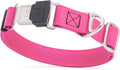 Dogline Biothane Waterproof Dog Collar with Herm Sprenger Stainless Steel Quick Release Buckle – Heavy Duty Tactical Durable Collar for Dogs – Comfortable and Safe Pet Collar, W 3/4" L 12-19", Pink