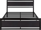 Allewie Full Bed Frame with Headboard, Heavy Duty Metal Platform Base with Strong Support, Underneath Storage Space, Stable Mattress Foundation, No Box Spring Needed, Black