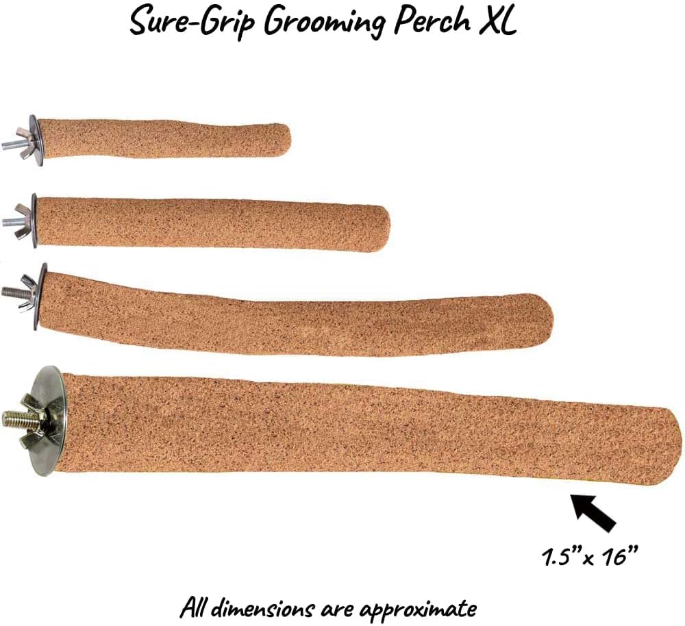 Super Bird Creations SB1154 Sure-Grip Grooming Perch Extra Large, Large/XL Bird Size - Enriches Beak and Foot Health - Ideal for Parrots African Greys Cockatoos - XL Bird Size, 1 1/4" diam x 12" (XL)