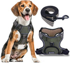 No Pull Dog Harness for Large Dogs, Adjustable No Choke Pet Vest with Dog Leash Fit Smart Reflective Pet Walking Harness for Training Easy Control Soft Handle Green L