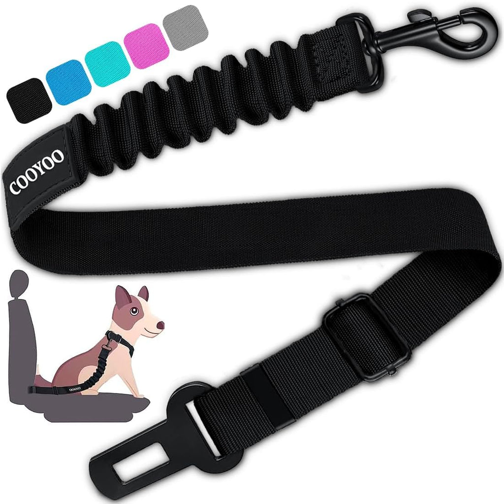 COOYOO Dog Seat Belt,Retractable Dog Car Harness Seat Belt for Car Adjustable Nylon Pet Safety Seat Belts Heavy Duty & Elastic Bungee Buffer