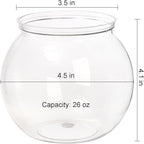 Okllen 6 Pack Mini Fish Bowl, 26 Oz Plastic Ivy Bowls, Unbreakable Bubble Ball Vases for Party Decor, Carnival Games, Candy, Table Centerpiece, BPA Free, Clear
