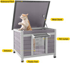 Aivituvin Cat House Waterproof Feral Kitty Shelter Outdoor Indoor Rabbit Hutch for Bunnies,Cats,Dogs and Other Small Animals,Asphalt Roof