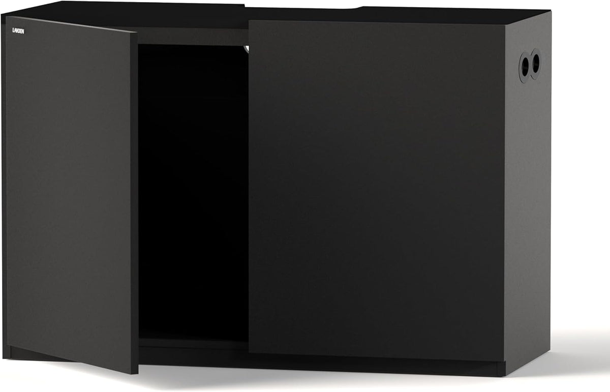 LANDEN Aquarium Wooden Stand and Cabinet for up to 72.2 Gal Tank, Fish Reptile Sea Salt WaterTank Stand, Nano Foam Leveling Mat Included, W47.2xD19.7xH31.5 in, Wooden Matte Black Painted(Stand Only)
