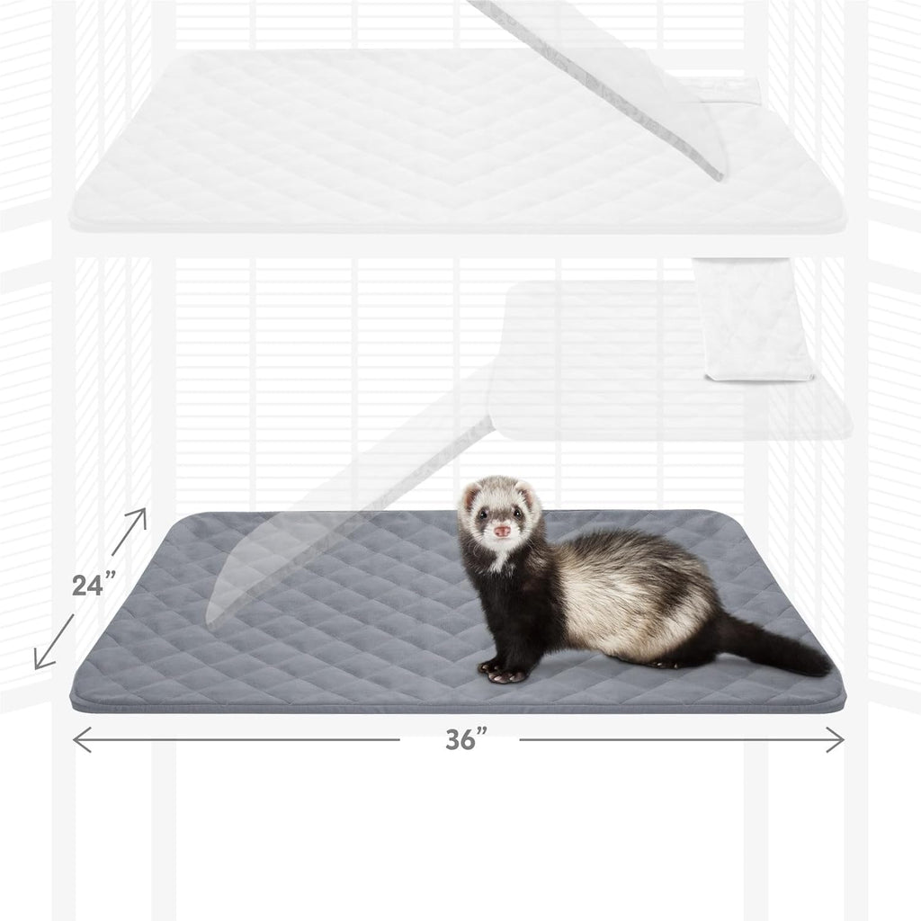 Paw Inspired Fitted Fleece Liner for Ferret Nation, Critter Nation Cage for Ferrets, Rats, Chinchillas, Hedgehogs & Other Small Animals (Gray, Bottom Pan Liner)