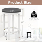 COSTWAY Upholstered Bar Stools Set of 4, 25” Counter Height Bar Chairs with Padded Cushion & Wooden Frame, Faux Leather Backless Stools for Kitchen, Dining Room, Pub, White + Grey