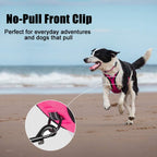 PoyPet No Pull Dog Harness, Reflective Comfortable Vest Harness with Front & Back 2 Leash Attachments and Easy Control Handle Adjustable Soft Padded Pet Vest for Small to Large Dogs (Pink,L)