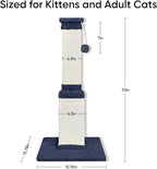 AGYM 32 Inch Cat Scratching Post for Large Cats, Cat Scratcher for Indoor Cats Adults, Sturdy Sisal Scratch Post to Protect Furniture, Blue