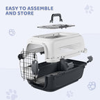 Magshion 18 Inch Hard-Sided Dog Cat Carrier, Grey | Top&Front Door Access, Plastic Dog Kennel for Traveling, Durable Handle, Ventilation, Detachable Pet Bowl, For Pet Up 20 lbs