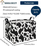 Rectangle Cow Basket Cow Print Storage Bins Cute Canvas Organizer Bin for Bedroom Decor Kids Toys Books, Clothes Shelves Gift Basket(Cow print)
