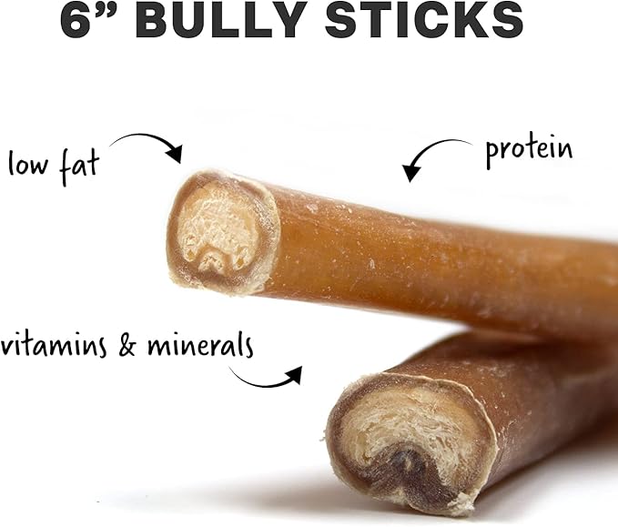 Downtown Pet Supply Bully Sticks for Dogs - Natural 6 Inch Beef Chews, Odor-Free & Rawhide-Free, Long Lasting Dog Treats for Aggressive Chewers - Healthy, Safe & Delicious Chews Dogs Love (100 Pack)
