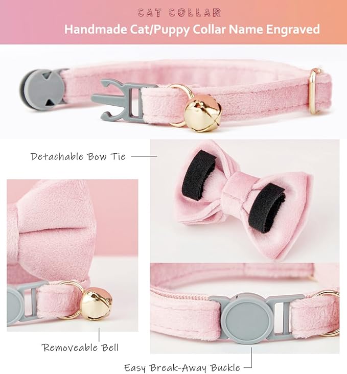Personalized Breakaway Cat Collar with Engraved Name and Phone Number - Customizable Kitten Collars for Boys and Girls