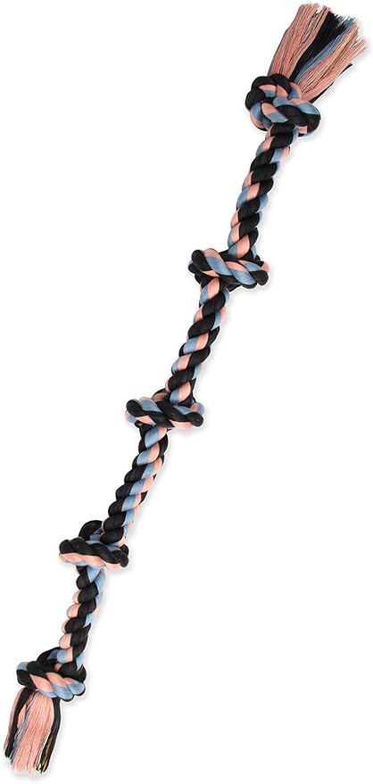 Mammoth Flossy Chews Multi Color 5 Knot Rope Tug – Premium Cotton-Poly Tug Toy for Dogs – Interactive Dog Rope Toy – Tug Dog Chew Toy for Big Dogs - X-Large, 36”