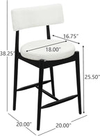 Christopher Knight Home Ebany 25.50" H Barstools Set of 2, Upholstered Counter Stool, Comfy Backrest Kitchen Stool, Rubberwood Frame Stool Chair, Bistro Chair for Kitchen Dining Room, Beige+Black
