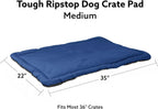 K9 Ballistics Tough Ripstop Dog Crate Pad - Durable & Machine Washable with Non-Skid Bottom and 120-Day Warranty, Fits 36" Wire Crates - Medium, Blue Quartz