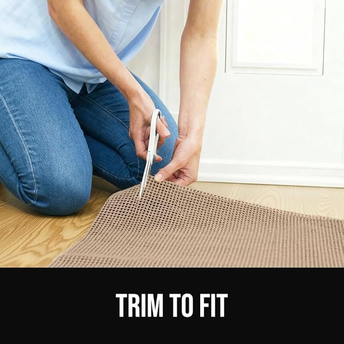 GORILLA GRIP Premium Dual Sided Extra Thick 5x7 Rug Gripper Pad for Hardwood Floors, Breathable Slip Resistant Pad Grips Under Carpet Area Rugs for Hard Surface Floor Protection, Easy Trim Mats, Beige