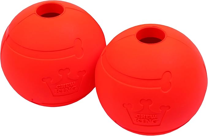 Chew King Flavored Rubber Ball Collection, 4 Inch Beef Flavor Rubber Fetch Balls 2-Pk