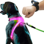noxgear LightHound Light Up Reflective Dog Harness and Wrist Light, Medium | 360° Light Up Reflective Dog Harness, 8 Colors & 6 Modes, USB Rechargeable, Adjustable, Rainproof, LED Fiber Optic