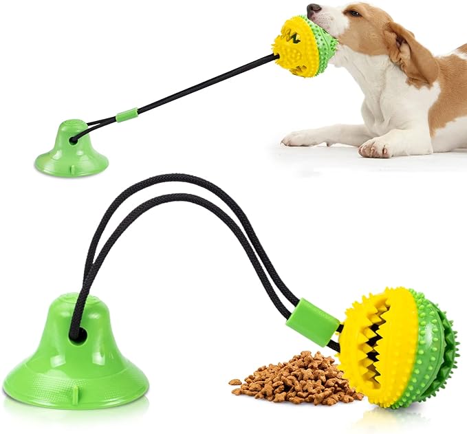 Dog Toys, Dog Chew Toys for Aggressive chewers, Puppy Training Treats Teething Rope Toys for Boredom, Puzzle Treat Food Dispensing Ball for Puppies Teething Small Dogs (Green)