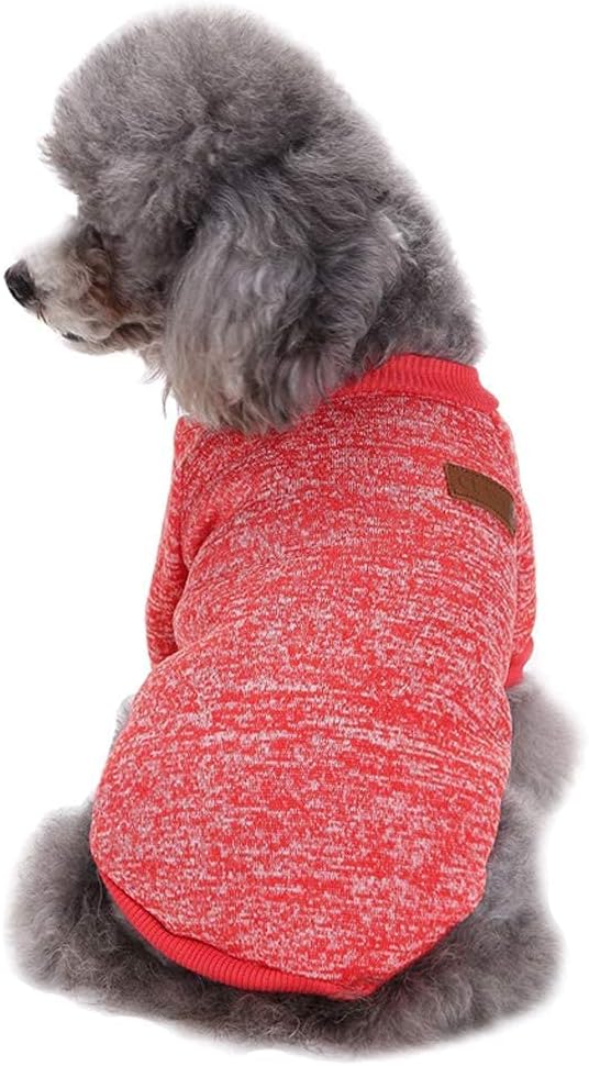 Jecikelon Dog Clothes Dogs Sweater Soft Puppies Clothing Winter Puppy Sweaters Warm Outfit for Dogs Small XXS XS Cat Apparel (Red, XXS)