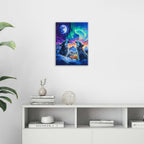 Wolf Wall Art Wolves Canvas Wall Decor Prints Framed Painting Aurora Pictures Gifts Artwork for Bathroom Bedroom Living Dining 12"x16"