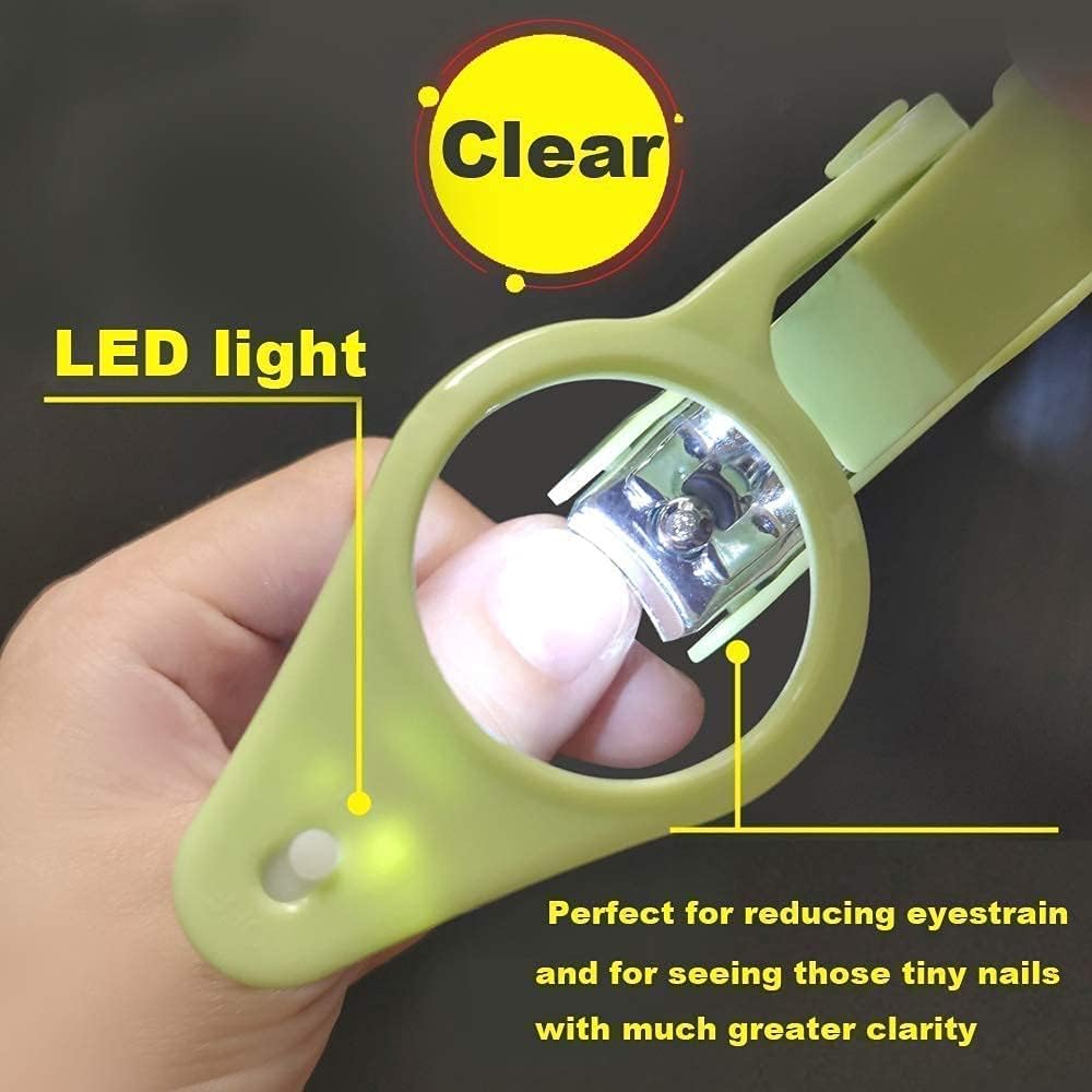 Nail Clippers with fold-Away Magnifier and LED Light, nail clipper with light,lighted nail clipper,Fingernails & Toenails Nail Clippers Care for Elderly Seniors Pets and Baby Reduce Eye Strain