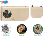 Chinchilla Wooden Platform Set, Pet Cage Platform with Feeding Bowl, Small Animals Cage Accessories for Chinchilla Squirrel Gerbil Suger Glider Hamsters (Feeding Platform + Small Platform)