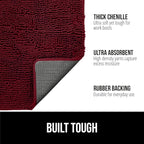 GORILLA GRIP SoakSTOPPER Dog Door Mat, 30x20 Machine Washable Rug Absorbent Doormat Captures Moisture Mud Dirt, Quick Dry Soft Chenille Entryway Rugs Indoor Entrance Mats for Dog Paws, Burgundy