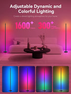 Smart RGBICW LED Corner Floor Lamp 2 Pack - 16 Million DIY Colors, 68+ Scenes, Music Sync, App & Remote Control, Color-Changing Ambient Lighting for Living Rooms, Bedrooms, and Gaming Rooms