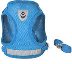 FEimaX Dog Harness and Leash Set for Walking, Soft Mesh Adjustable Easy Control Lightweight Cat Vest Harnesses with Reflective Strips, Escape Proof Small Dogs Cats Vests (Azure, Medium)