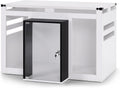 Lovupet Wooden Dog Crate Furniture, Villa Style Dog Kennel for Medium Breed with Glass Door and Acrylic Panels, GC34 (White)