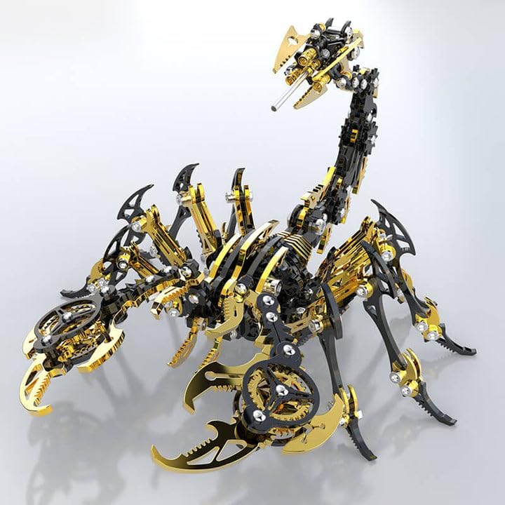 Scorpion 3D Metal Puzzles Kits for Adults Teens – 454 Pcs – Mechanical Assembly Models – 4 Hours to Build – Ideal for Gifts and Decorations (Gold and Black)