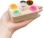 Jumping Spider Accessories, Plastic Feeding Bowl Set with Wooden Base for Food and Water, Mini Bowls, Jumping Spider Feeding Cups, Tarantula Enclosure Accessories