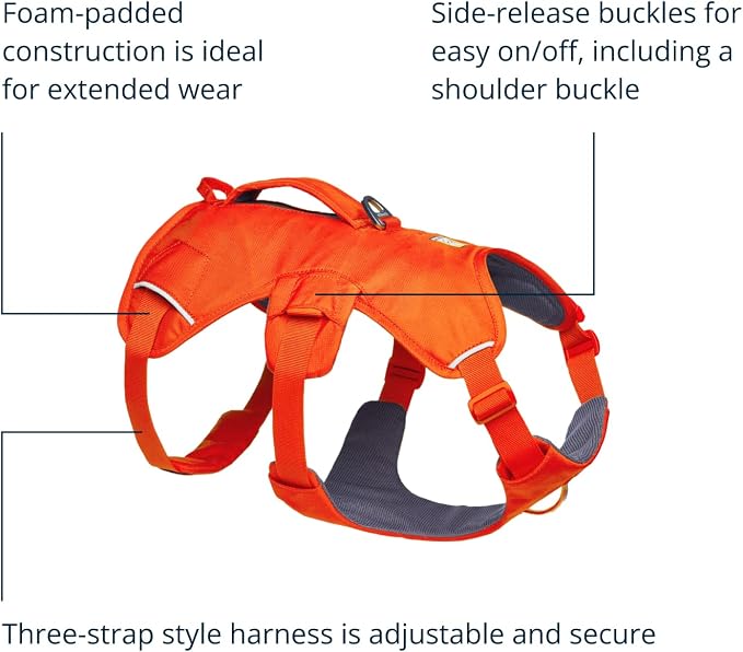 Ruffwear, Web Master, Multi-Use Support Dog Harness, Hiking and Trail Running, Service and Working, Everyday Wear, Blaze Orange, XX-Small