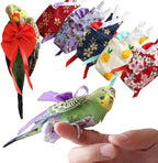 6pcs Bow Bird Diaper Set, Soft Reusable Flight Suit Clothing for Parrots Budgies Cockatiels — Cleaner Indoor Bonding & Training(S)(L)
